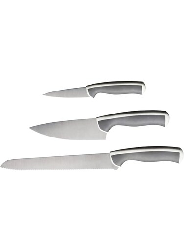 3-piece knife set, light grey/white, For kitchen