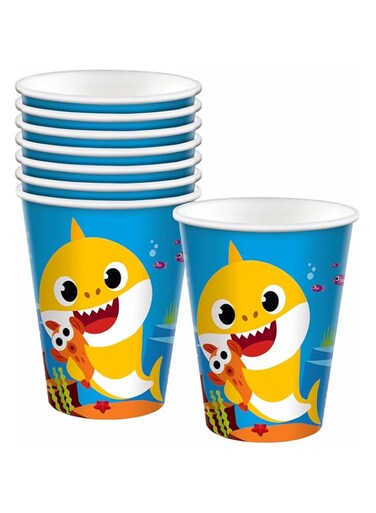Amscan Baby Shark Paper Party Cups, 582527, Pack of 8
