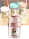 Fruit and Vegetable Container with Fork &amp; Salad Dressing Holder Portable Cereal Cup Food Preservation Box Separated Two Compartments Oatmeal Nut Container for Work Travel Food Containers (Pink 560ml)