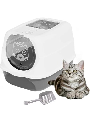 SLEEPHEAD&reg;Cat Litter Box Fully Enclosed Cat Toilet with Door Large Cat Litter Pan Cat Potty with Cat Litter Scoop Anti-Splash Kitten House Litter Boxes Pet Supplies