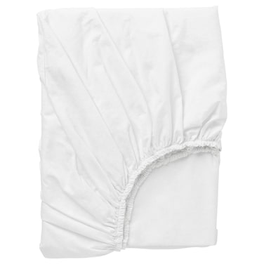 Cotton Fitted Sheet, White, 120x200 cm