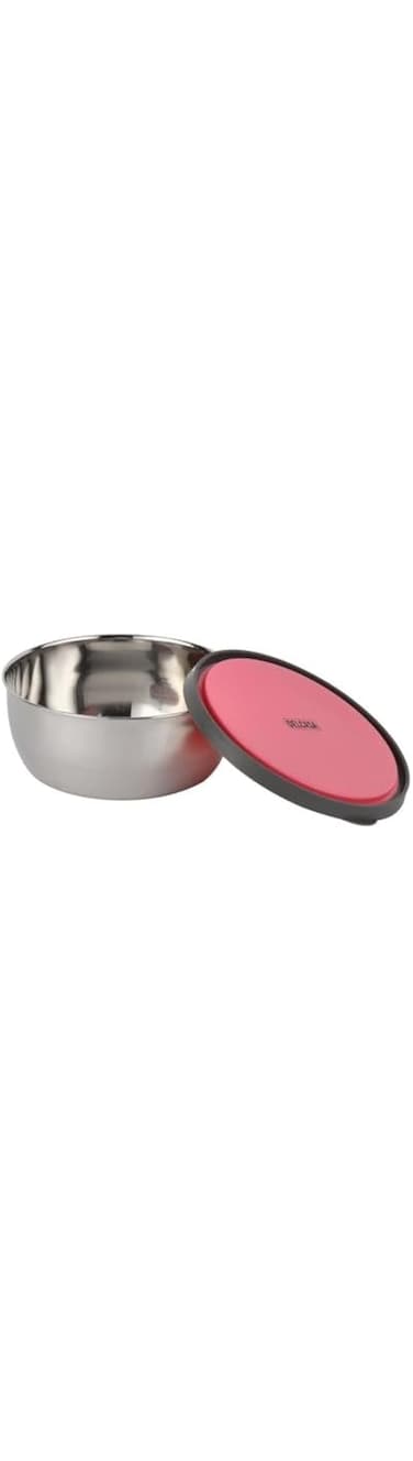 Delcasa DC3219 Stainless Steel Lunch Box with Rubber Ring Lid, 1000 ml Capacity, Silver/Pink