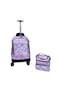 Kids Rolling School Backpack Set, 3-Piece with Lunch Bag and Pencil Case, Spinner Wheels.(Pink Butterfly Print)