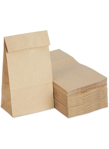 Kslong 100PCS Small Brown Paper Bags, Mini Paper Treat Bags l LB, Kraft Paper Cookie Sandwich Bags Bulk for Candy, Snack, Popcorn, Lunch, Party Favor, Thank You Gift Packaging 3.5x2.2x6.7 Inch