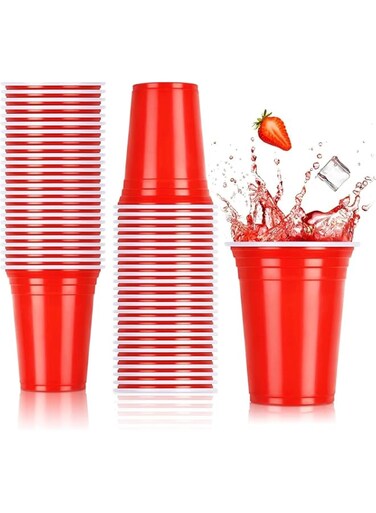 100 Piece Disposable Plastic Cups, 16-Ounce Disposable Plastic Party Cups, Heavy Duty Cups, Ideal For Weddings, Party&rsquo;S, Birthdays, Dinners, Lunch&rsquo;S. 6X4X50Cm Multicolor