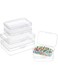 BENECREAT 12 Packs 3 Mixed Size Rectangular Clear Plastic Bead Storage Box with Flip-Up Lids for Small Items and Crafts Projects Organization