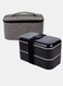 Double Layer Lunch Box Portable Microwave Oven Bento Box Black With Utensil Set and Storage Bag