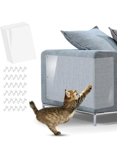 Cat Scratch Furniture Protector-12 Pack Self-Adhesive Single Side Couch Protector from Cat Claws,Furniture Protectors from Cats Scratching,Anti Cat Scratching Deterren Protectors