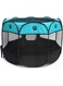 Longkins Octagonal Pet Dog And Cat House, Portable Kennel Puppy Bed House Foldable Tent Fence, Indoor Outdoor Use, Black &amp; Blue, petbed-L-LB, Medium
