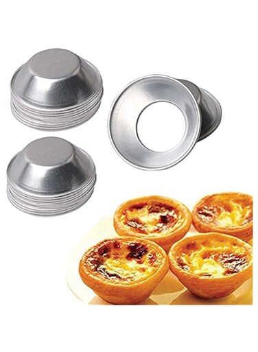 KASTWAVE Egg Tart Moulds, 25 Pack Tiny Pie Tartlets Dessert Mould Pans Tin Puto Cup Bakeware Muffin Cupcake Cake Cookie Mould, Round Reusable Nonstick