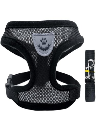 Cat Harness, Pet Dog Walking Dog Walking Cat Walking Chest Harness Outdoor Collar Cat Harness (Black)