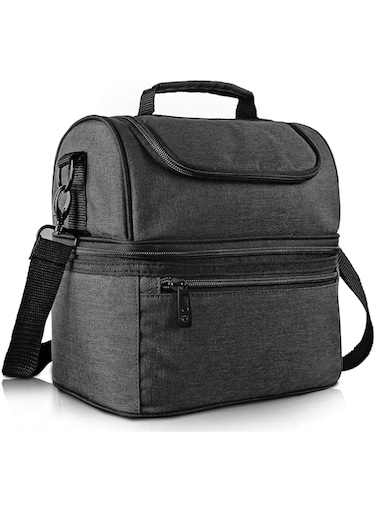 Sulfar Lunch Box Insulated Lunch Bag Large Cooler Tote Bag, Double Deck Bag for Office/Picnic (Black)