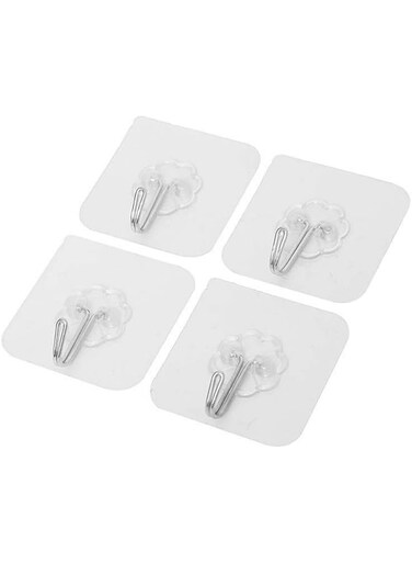 WeKends Heavy Duty Adhesive Wall Hooks - 30Pcs Set - Transparent, Self-Adhesive - Stainless Steel &amp; PC Construction - Perfect for Hanging Towels, Robes, Coats, Keys, Calendars
