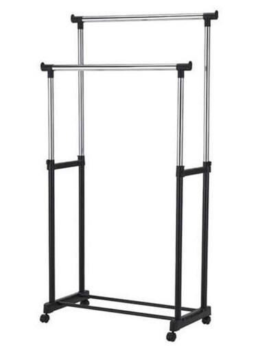Pole Clothes Portable Rack Silver/Black 84.5x43cm