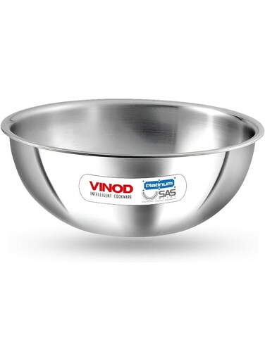 Platinum Triply Stainless Steel Extra Deep Tasla / Kadai - 1.8 Litres, 20 cm   2.5 mm Thick Heavy Bottom, Fast &amp; Even Heating, Less Oil Healthy Cooking, Induction Base Kadhai for Frying &amp; Dough