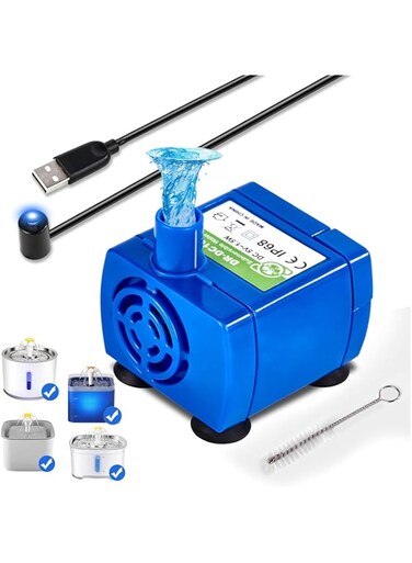 Generic 1pcs Cat Water Fountain Pump, Blue Plastic, Industrial Style, Replacement Pump for Round, Cubic, Flower Cap Cat Fountains, DR-DC160 Motor, 12V DC