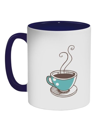 Cup Of Coffee Printed Coffee Mug White/Brown/Blue