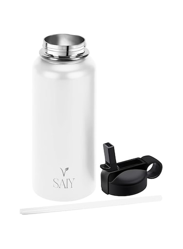 SAIY 32 oz Insulated Stainless Steel Water Bottle   24H Cold, 12H Hot   Leakproof, Eco-Friendly   Perfect for Fitness, Outdoor Activities   BPA-Free Vacuum Water Bottle For Hot &amp; Cold Drinks (White)