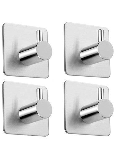 Sulfar Adhesive Hooks Bathroom Towel Shower Hooks Anti-Skid Heavy Duty Wall Hooks Hanger Stick On Hooks for Hanging Towels, Robes, Coats, Keys, Calendars-Bathroom Home Kitchen - 4 Packs