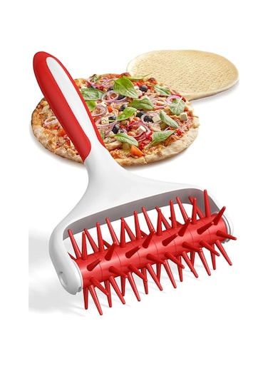 NALACAL Pizza Dough Roller and Docker Set, Pizza Docking Tool for Home &amp; Commercial Kitchen - Pizza Making Accessories That Prevent Dough from Blistering, Time-saver Pizza Dough Docker, Red