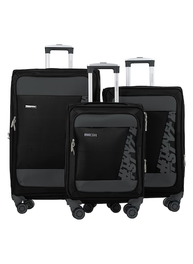 PARAJOHN  Hyper Trek 3 Pieces Set 8 Wheels Soft Luggage - Black