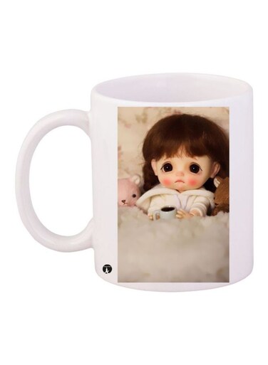 Sad Girl Printed Coffee Mug White/Grey/Brown