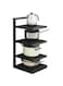 JANNAH 4 Tier Kitchen Pot Pan Saucepan Storage Rack Holder Adjustable Carbon Steel Organizer Stand Shelf (Black)