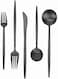 Stainless Steel Flatware Set Matte Black Silverware Set 5 Pieces Service for 1 Kitchen Utensil Set Tableware Cutlery Set Satin Finished Polished and Dishwasher Safe