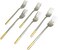 Liying 6Pcs Gold Topper Design Stainless Steel Dinner Fork Set 21cm x 2.5cm, Modern Silver Big Fork for Home, Kitchen, Restaurant, Fine Edge &amp; Mirror Polished, Dishwasher Safe