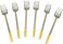 Liying 6Pcs Gold Topper Design Stainless Steel Dinner Fork Set 21cm x 2.5cm, Modern Silver Big Fork for Home, Kitchen, Restaurant, Fine Edge &amp; Mirror Polished, Dishwasher Safe