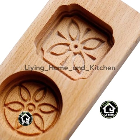 Liying 1Pcs Mooncake Molds (3 layer) for Baking - Wooden Moon Cake Molder Cookie Stamps - DIY Chocolate Mold Pie Stamps, Chinese Traditional Mid-Autumn Festival Moon Cake
