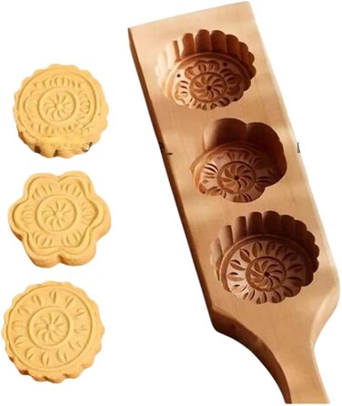 Liying 1Pcs Mooncake Molds (3 layer) for Baking - Wooden Moon Cake Molder Cookie Stamps - DIY Chocolate Mold Pie Stamps, Chinese Traditional Mid-Autumn Festival Moon Cake
