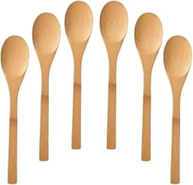 Liying 6Pcs Long Handle Wooden Spoons, Wooden Spoon for Cooking Japanese Wooden Spoon for Kitchen Soup Mixing Baking