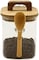 Liying Borosilicate Square Glass Jars with Oak Wood Lids and Wooden Spoon, Decorative and Durable (12 * 10.5cm) for Candy, Cookies, Spices, Coffee Beans
