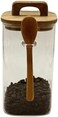 Liying Borosilicate Square Glass Jars with Oak Wood Lids and Wooden Spoon, Decorative and Durable (18 * 10.5cm) for Candy, Cookies, Spices, Coffee Beans
