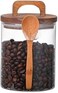 Liying Borosilicate Round Glass Jars with Oak Wood Lids and Wooden Spoon, Decorative and Durable (10 * 10.5cm) for Candy, Cookies, Spices, Coffee Beans&hellip;
