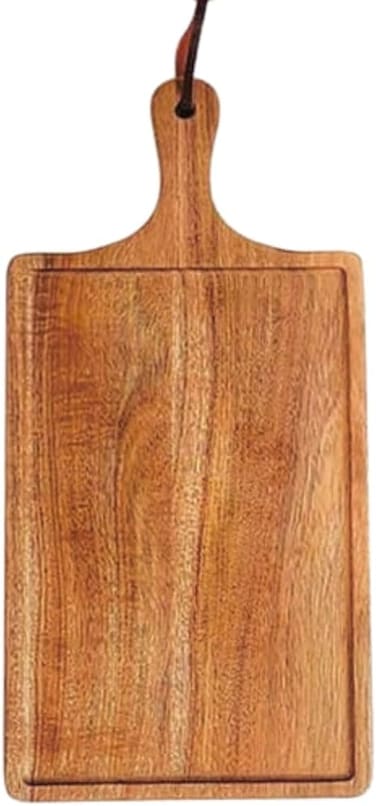 Liying 18X45cm oak Wooden Pizza Tray Rectangle Pizza Board with Handle for Cutting Board, Wood Bread Board, Pizza Tray, Fruit Cutting Board and Bakeware
