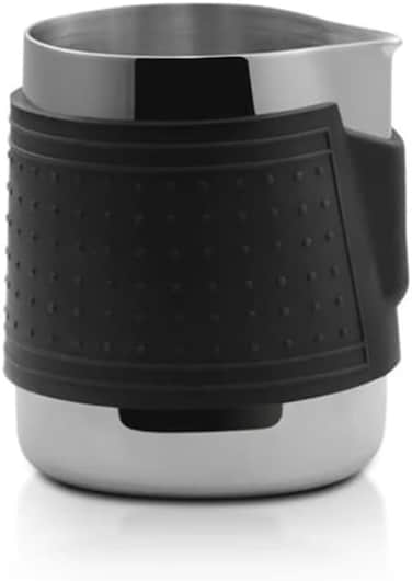 Liying 350ml Stainless Steel Milk Frother Pitcher with Silicon Cover for Espresso Machines, Silver