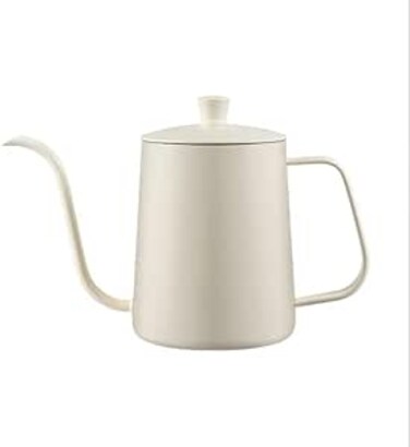 Liying 600ml Stainless Steel pour-over Coffee Kettle Drip Coffee Pot and Lid, Long Narrow Spout Coffee Pot Tea Stove Kettles for Home Brewing, Camping and Traveling (White)
