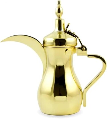 Liying Stainless Steel Arabic Coffee Pot 18 oz, Durable Coffee Maker for Kitchen, Outdoor, Camping, Backpacking, Stovetop safe (Gold)