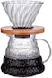Liying Glass Coffee Dripper Pour Over Coffee Maker with Wood Stand, V60 Filter for 1-2 Cups Slow Brewing Accessories for Home Cafe Restaurants Coffee
