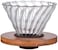 Liying Glass Coffee Dripper Pour Over Coffee Maker with Wood Stand, V60 Filter for 1-2 Cups Slow Brewing Accessories for Home Cafe Restaurants Coffee
