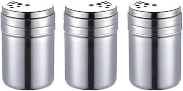 Liying 3Pcs Stainless Steel Sugar, Pepper, Salt Pot Kitchen Seasoning jar for Kitchen, Coffeeshop, Restaurants, Home (S)
