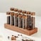 Liying 12Pcs Coffee Bean Storage Tubes with Wooden Stand, Glass Vials with Lids for Tea, Coffee, and Spices
