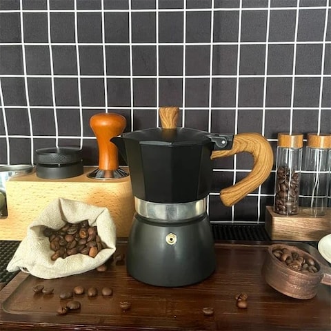 Liying Stovetop Espresso Maker Moka Pot (6cup), Leak-Proof, Perfect for Authentic Cuban &amp; Italian Style Espresso (BLACK)
