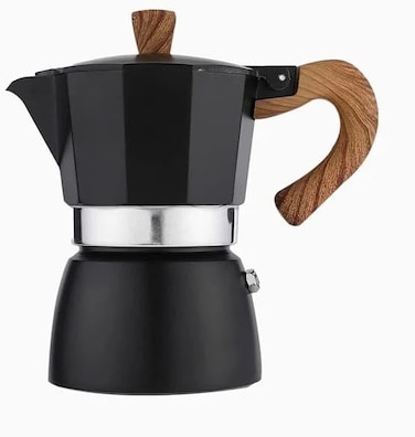 Liying Stovetop Espresso Maker Moka Pot (6cup), Leak-Proof, Perfect for Authentic Cuban &amp; Italian Style Espresso (BLACK)
