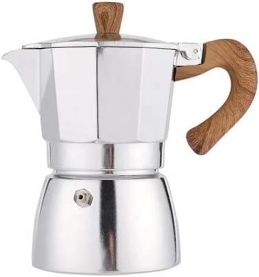 Liying Stovetop Espresso Maker Moka Pot (6cup), Leak-Proof, Perfect for Authentic Cuban &amp; Italian Style Espresso (Silver)
