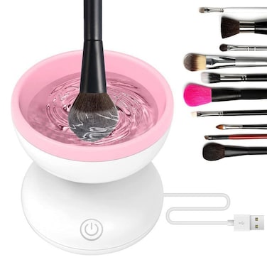 Electric Makeup Brush Cleaner (Pink &amp; White)