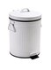 Small Trash Can with Lid Soft Close 5L/1.3 Gal-Steel Round Step Trash Can-Dog Poop Garbage Can for Outdoors-Retro Vintage Metal Wastebasket w/Pedal for Bathroom Bedroom Office-White