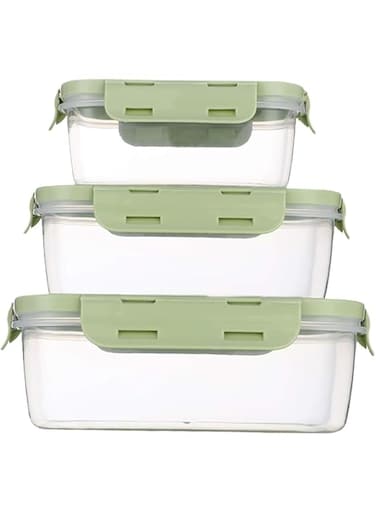 PICCASIO "Green Rectangular Food Storage Containers with Leak-Proof Lids -6 large ice pack Microwave &amp; Dishwasher Safe - Stackable and Reusable Lunch and Meal Prep Containers